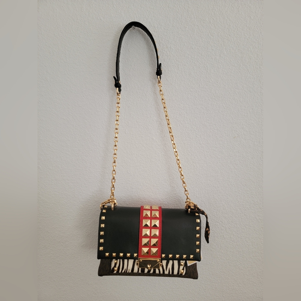 Michael Kors CeCe Medium Logo Mixed-Media Covertible Shoulder Bag